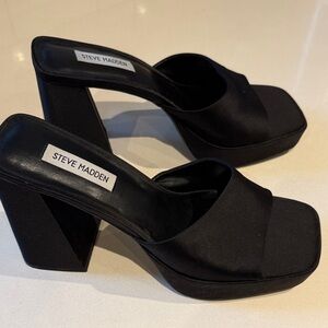 Steve Madden Cristo Platform Sandal Open Toe Chunky Heel Slip On Mule Pumps